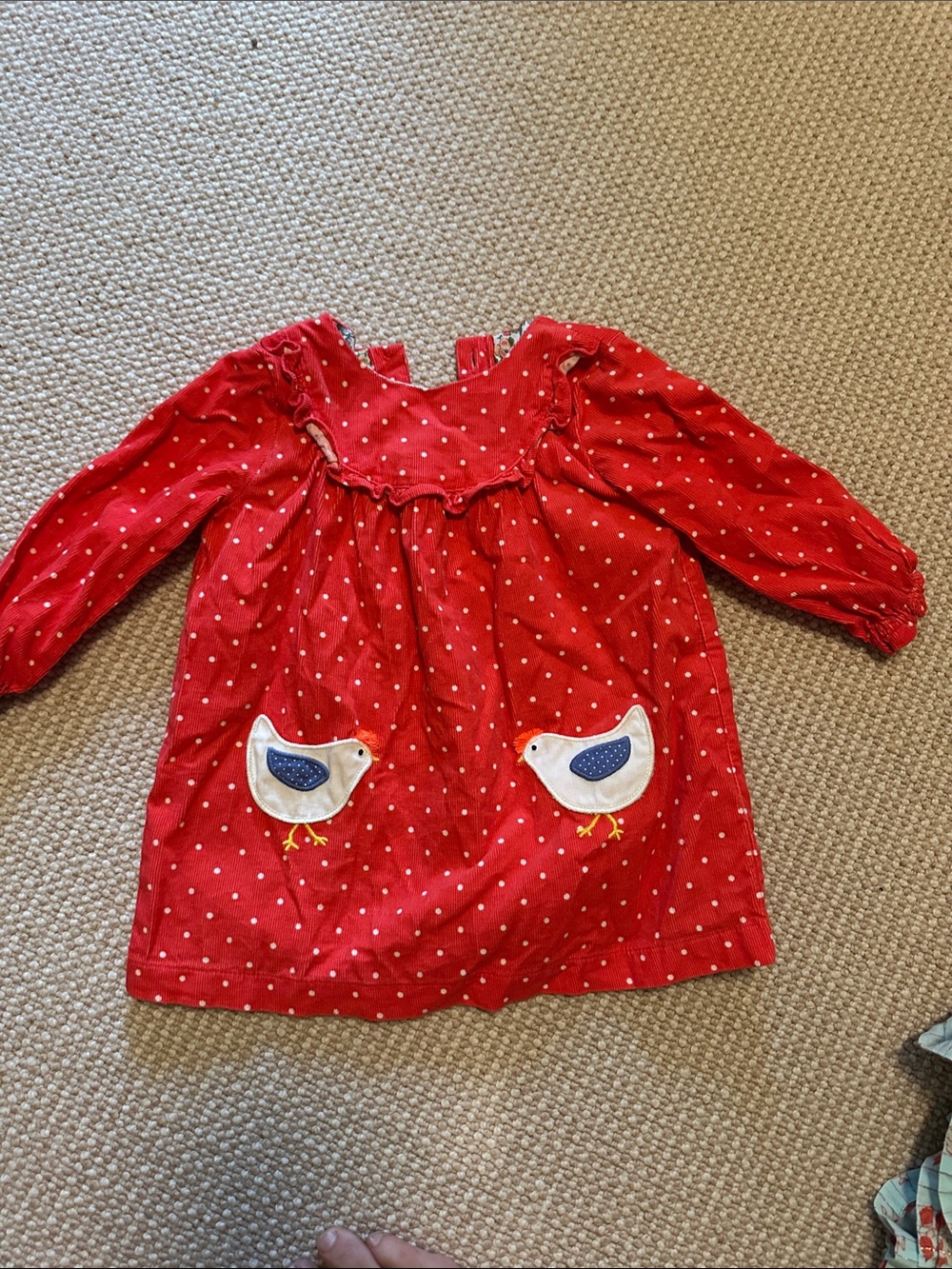 Baby Boden Red Polka Dot Bird Pocket Tunic